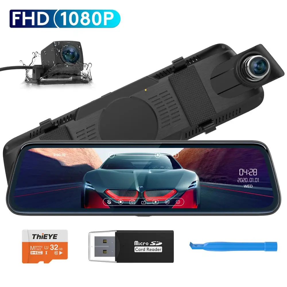 ThiEYE 10 дюймов CarView 2 Автомобильный видеорегистратор камера Full HD 1080P зеркальный