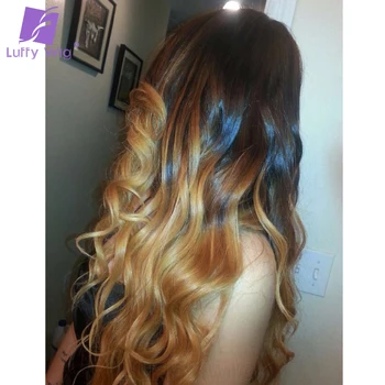 

1B/27 Lace Front Human Hair Wigs Pre Plucked 13x6 Wavy 1B/30 Ombre Color Remy Brazilian Blonde Hair Wigs For Women 150% LUFFY