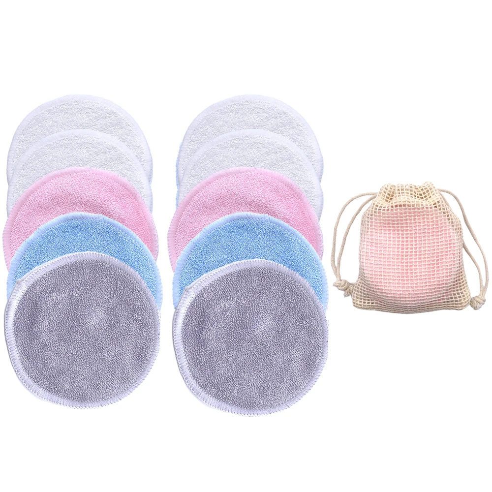 Reusable Bamboo Makeup Remover Pads Cotton 10Pcs Microfiber Washable Rounds Cleansing Facial Tools Make Up Removal Pad