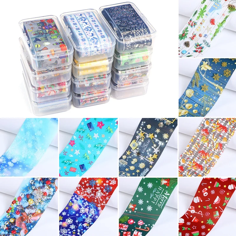 10rolls/box Christmas Nail Foils Transfer Paper Butterfly Decals Adhesive Wraps Halloween Manicure Set Nails Decoration | Красота и