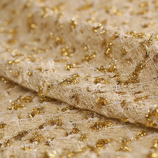 19 Осенняя Новинка 150 см ширина полиэстер хлопок тонкий твид ткань необычная костюмная Золотая модная ткань Diy пошив пальто - Цвет: 1