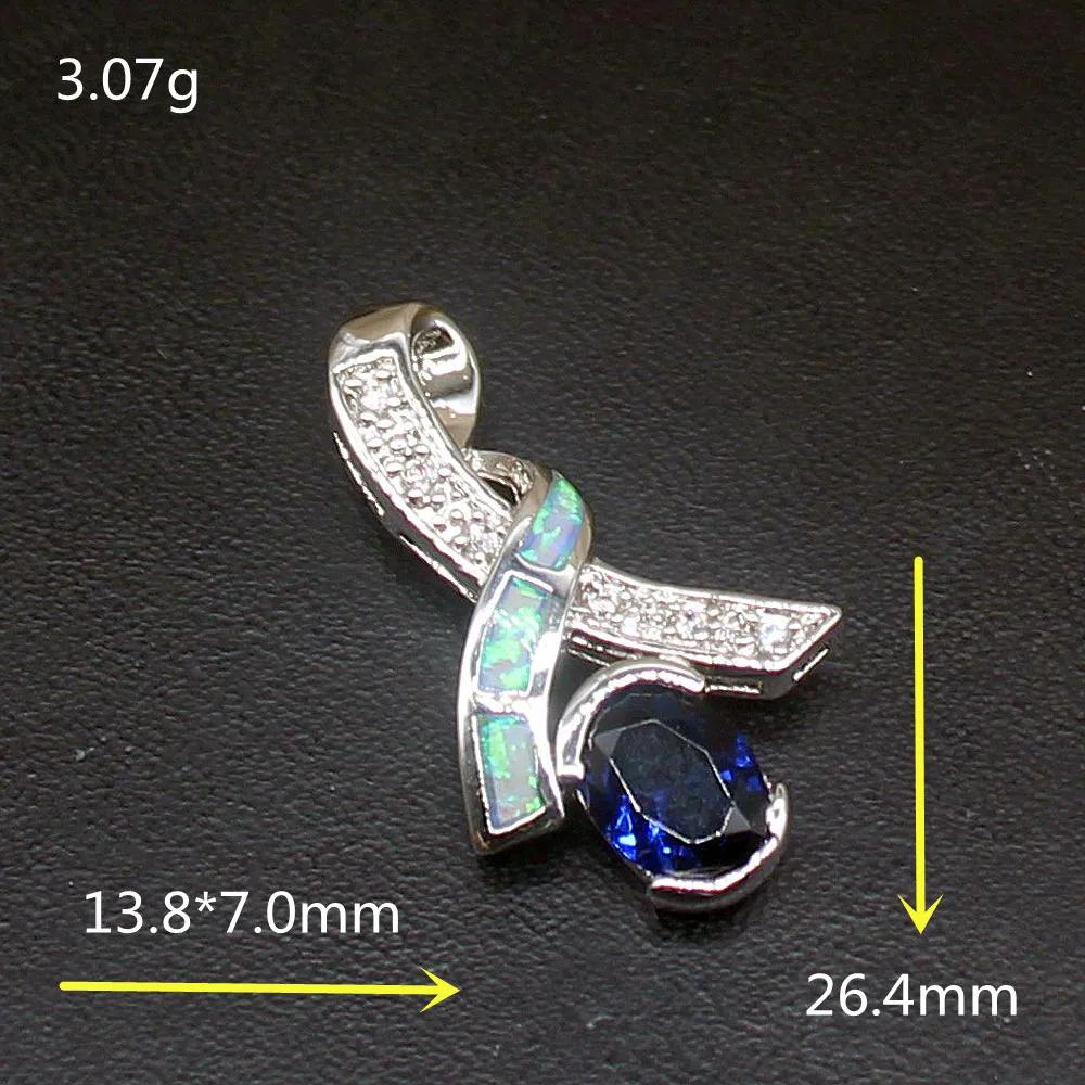 Gemstonefactory Jewelry Big Promotion 925 Silver Unique White Opal Sapphire Women Ladies Gifts Necklace Pendant 20214529