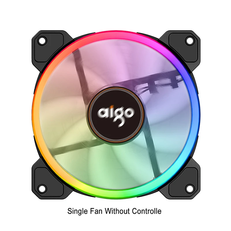 Aigo DR12 RGB чехол вентилятор для компьютера Вентилятор охлаждения регулировка скорости 120 мм бесшумный ИК пульт дистанционного управления компьютер охлаждающий RGB чехол для ПК Вентилятор - Цвет лезвия: single fan