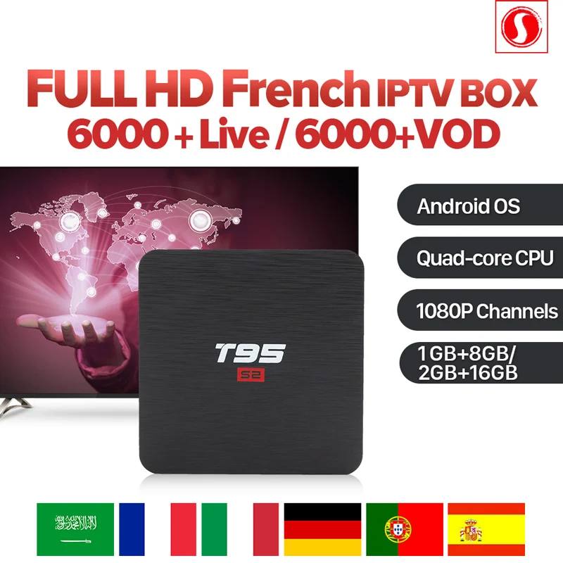 SANSAT IP tv французский арабский подписка IP tv Франция Нидерланды Германия T95S2 Android 7,1 tv Box IP tv Бельгия голландский ТВ приемник