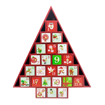 

Christmas Gift Table Wooden Decor Ornament Toy Calendar 24 Drawers Countdown Tree Shape Storage Box Ozdoby Swiateczne Navidad