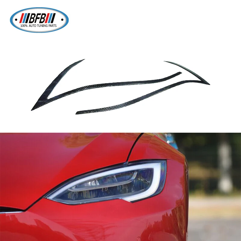 Накладка на переднюю лампу для бровей из сухого углеродного волокна Tesla Model S 2016-2018