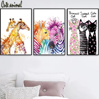 

Full Square Round Drill Diamond Painting Diamond Embroidery Zebra giraffe cat animal color Cross Stitch Diamond mosaic decor
