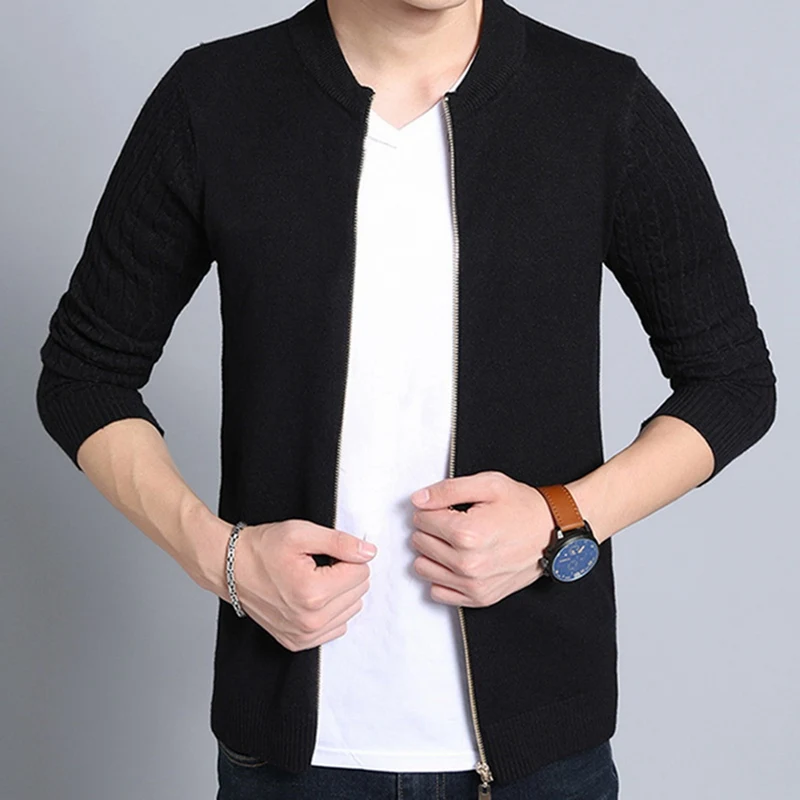 Men's Zipper Open Front Cardigan Sweater Jacket Style Sweaters Knitwear Warm Sweatercoat Cardigans Men Clothing J660