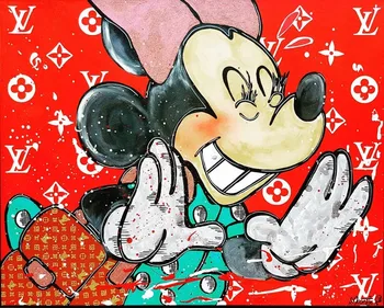 

Hand painted pop art Alec Monopoly graffiti popular oil painting on canvas large wall picture