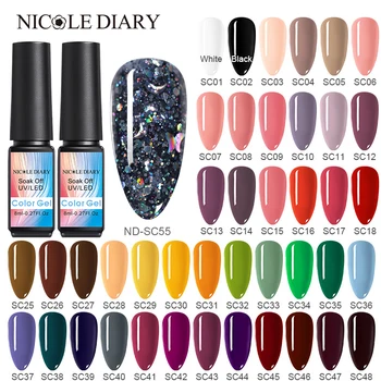 

NICOLE DIARY 8ML Nail Gel Polish Sparkling Glitter Gel varnish Sequins Matte Top Base Coat UV LED Varnish Decoration