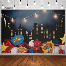 

Avezano City Light Photography Backdground Super Hero Newborn Boy Birthday Portrait Decor Backdrop Photo Studio Photozone Props