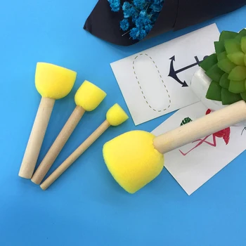 

Yellow Sponge Drawing Painting Brush Wooden Handle Painting Tool Kids DIY Graffiti Drawing Brushes