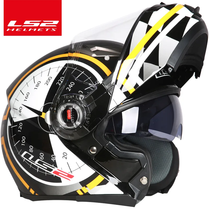 LS2 FF370 флип moto rcycle шлем casco moto двойной козырек Полный лицевой Шлем может изменить противотуманные линзы шлем moto ECE утвержден - Цвет: orange Kilometer