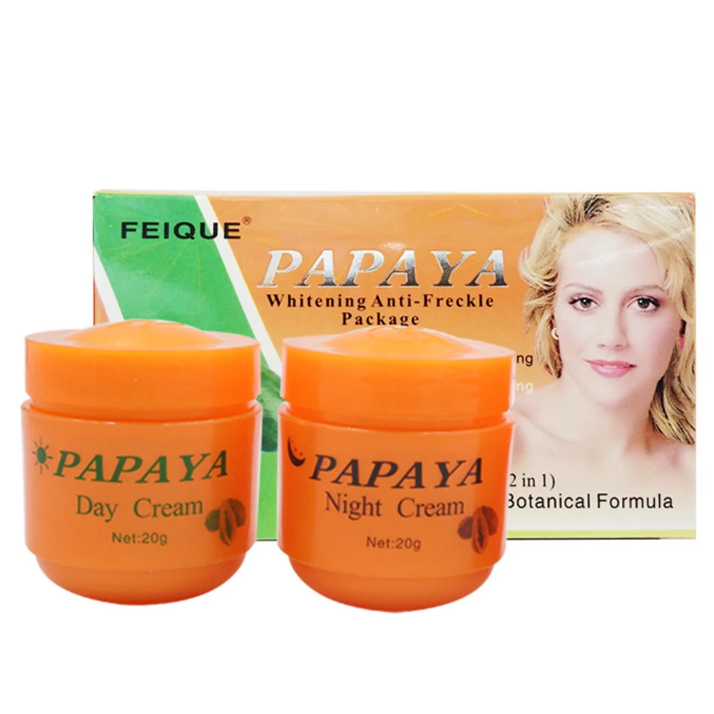 

2pcs/set Daily Use Face Care Moisturizing Day And Night Dark Spots Papaya Cream Anti Freckle Practical Nourishing Improved