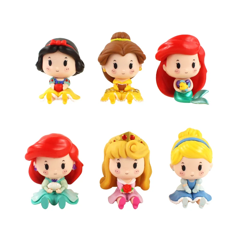 6-7cm 6pcs/Lot Snow White Cinderella Mermaid Belle Ariel Princess PVC Action Figures Model Toy Mini Doll | Игрушки и хобби