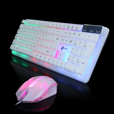 Mechanical Feel Keyboard Gaming Wired Mouse Sets 104 Button Illuminate Keyboard With Backlight PC Key board LED Keybord Mause - Цвет: white keyboard mouse