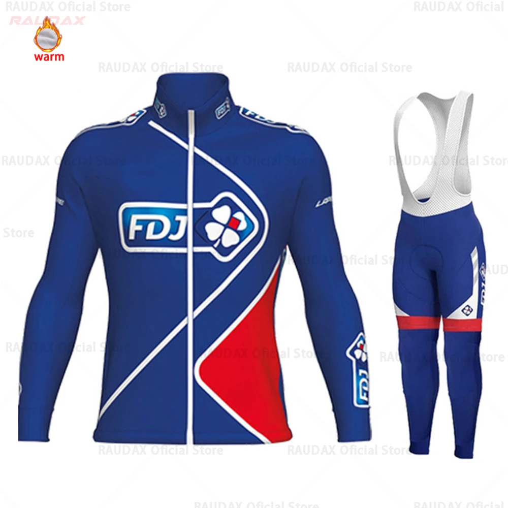 FDJ зимний термальный флисовый комплект для велоспорта, дышащий Ropa Ciclismo, мужская одежда с длинным рукавом для горного велосипеда, спортивная рубашка для активного отдыха