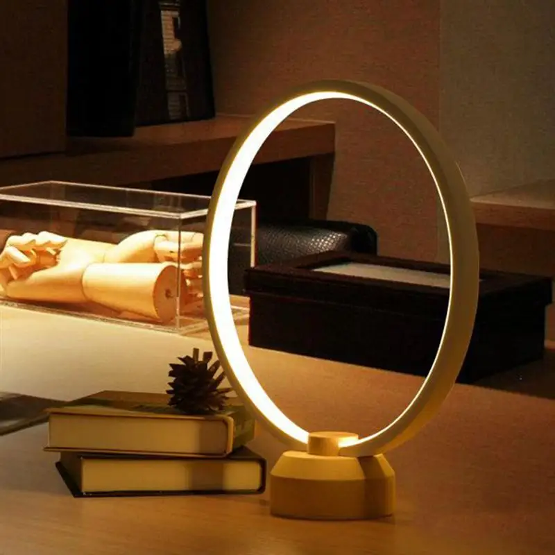 

Hollow-Out Circle Shape LED Night Light Stepless Adjusted Desktop Lamp Creative Light Home Illumination With USB Cable
