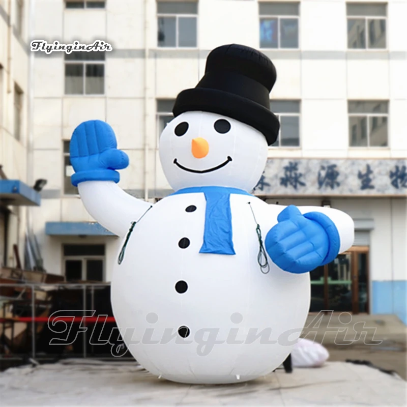 

Cute Giant White Inflatable Snowman Model 6m Air Blow Up Winter Cartoon Character Balloon For Outdoor Christmas Decoration