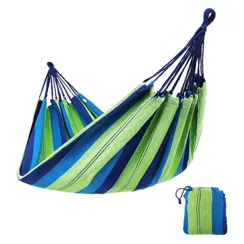 

Portable Outdoor Canvas Hammock Swing Chair Camping Hanging Bed for Backyard Porch Travel Double Beds-Cotton Hammock With Bag