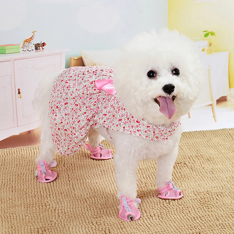 Pet Dog Clothes Summer Floral Bow Dog Dress