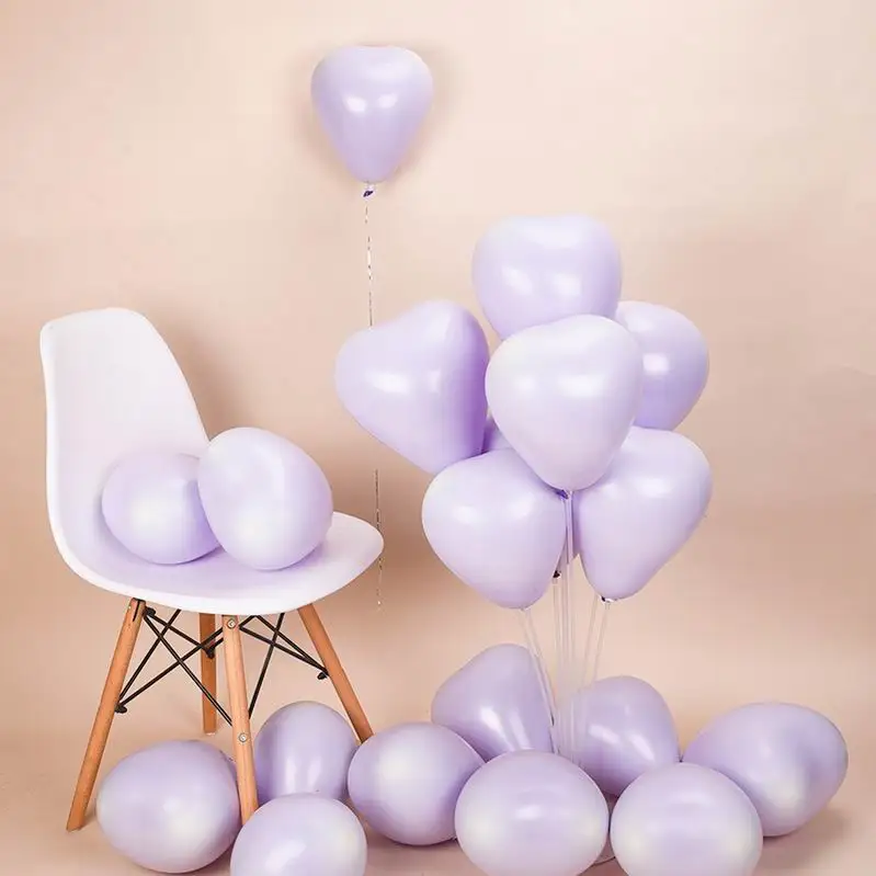 10pcs 10inch Macaron Heart Balloons Happy Birthday Helium Latex Balloon Wedding Party Decoration Event Party Supplies - Цвет: purple