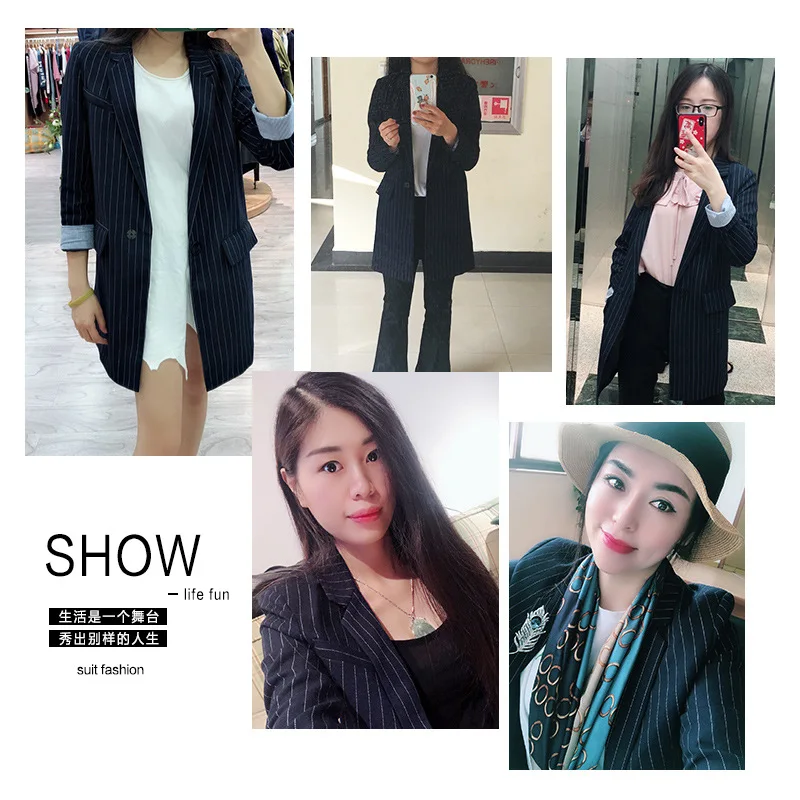 

2019 Spring And Autumn New Style Korean-style Casual Elegant Suit Blouses Short Stripes Small Suit Coat Women's