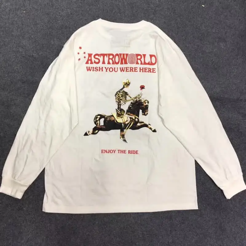 Astroworld футболка с изображением Трэвиса Скотта тур футболка "ENJOY THE RIDE" Графический астромир тройник лучшее качество Хлопок топы с длинными рукавами для мужчин