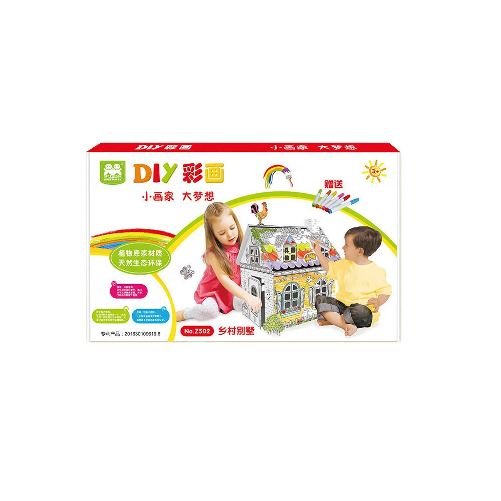 Детские игрушки для рисования, поделки, цветной граффити, дом, 6 цветов, игрушечные ручки, креативные, ручная роспись, ремесла, дети, раннее образование, игрушки