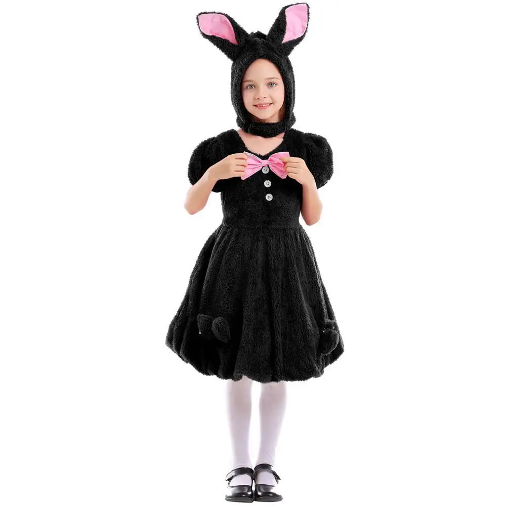 XS-L Lovely Cute 3 Colors Girls Halloween Rabbit Costumes Kids Children Bunny Cosplay Carnival Animal pajamas Purim party dress