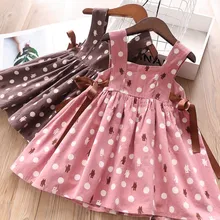 Осенние шары для девочек с рисунками животных с обеих сторон галстук-ап детское платье-майка детская одежда