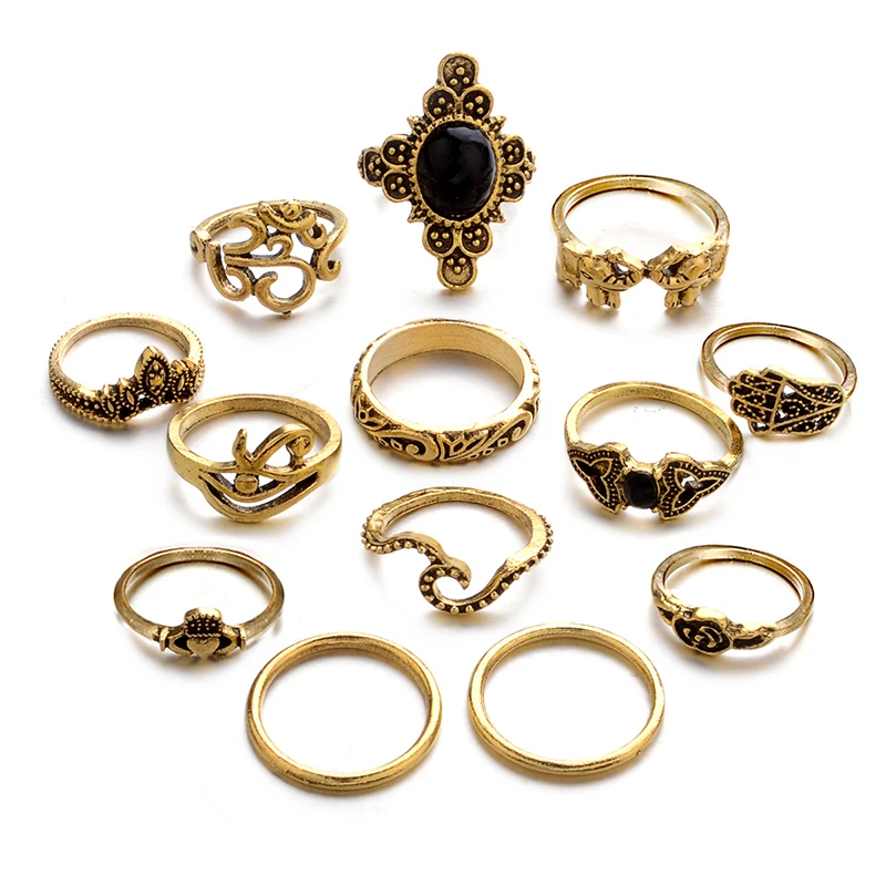 580304-13PCS-style5G 12 шт./компл. подвеска золотистого цвета Midi Finger Ring набор для женщин винтажные кулак вечерние ювелирные изделия Knuckle Ring Set женские ювелирные изделия подарок - Цвет основного камня: 580304-13PCS-style5G