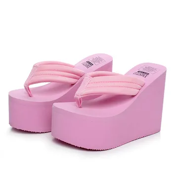 pink platform flip flops