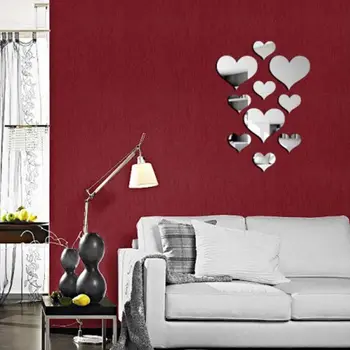 

Romantic Sweet Durable Bling Love Heart Wall Sticker Mirror Mural 3D Decal Simple DIY Decorative Paster Living Room Home Decor