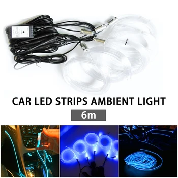 

5 in 1 Waterproof RGB LED Strips Ambient Light APP Bluetooth Control for Car Atmosphere Light Lamp DIY Music 6M Fiber Optic Band