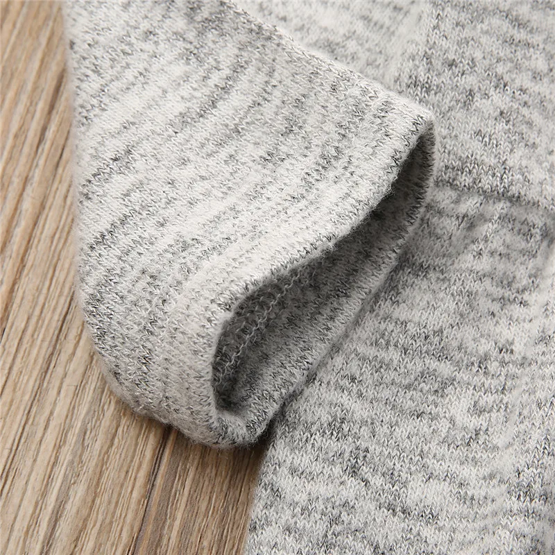0-24 Months Newborn Baby Rompers Casual Clothes Button Solid Gray Flare Long Sleeve Baby Girls Rompers Jumpsuit Baby Boys Outfit