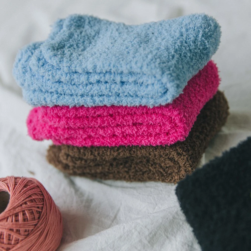 Winter Women Bed Socks Coral Fleece Velvet Middle Tube Floor Warm