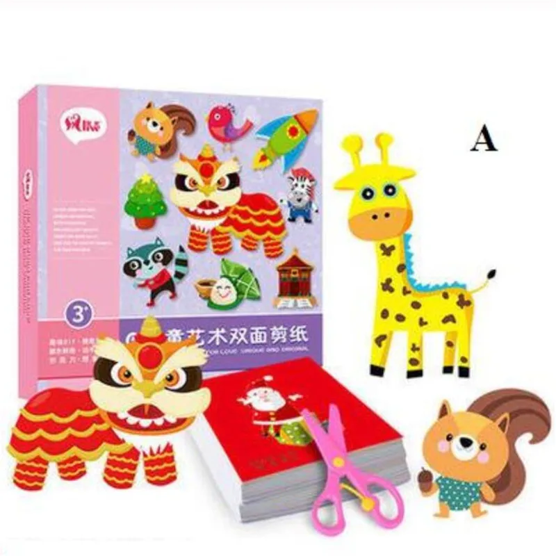 100 шт Детские Мультяшные цветные бумажные складные и режущие игрушки/детские развивающие игрушки kingergarden для рукоделия - Цвет: A