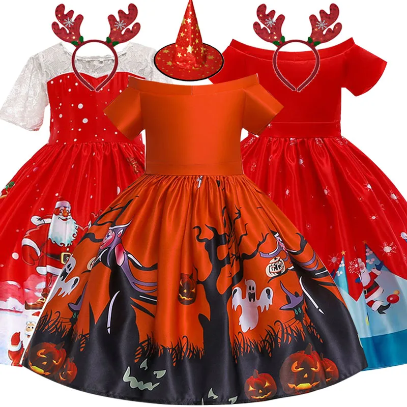 

2019 Christmas Dress Girls Costume Halloween Party Kids Dresses For Girls Evening Princess Dress Children vestidos 3 8 9 10 Year