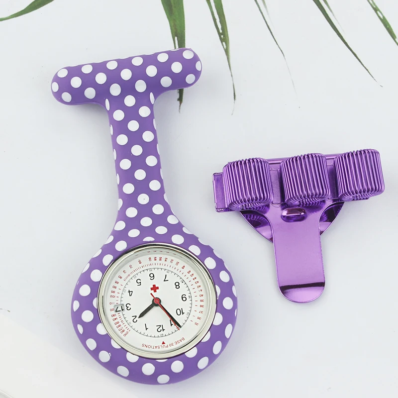Polka dot silicone nurse watch set pen holder calendar Fob pocket medical gift for nurse doctor hospital watch