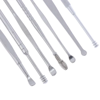 

7pcs/set Stainless Steel Ear Wax Pickers Set Earpick Wax Remover Stainless Steel Ear Cleaner Tool
