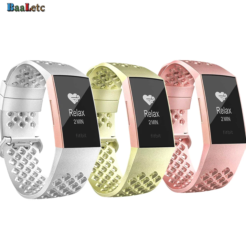 Мягкие силиконовые спортивные ремешки Baaletc с отверстиями для Fitbit Charge 3