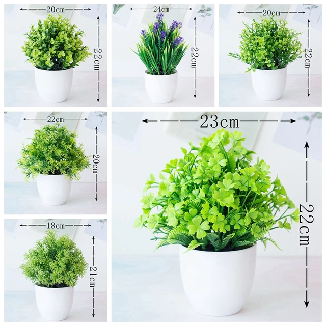 Adorno de mesa para decoración de jardín, Planta Artificial verde, pequeña  planta falsa en maceta - AliExpress