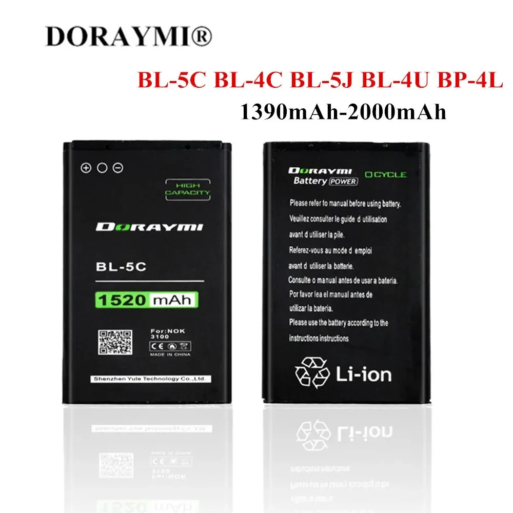 Doraymi-Batteria Per Nokia 6100,6300,6260,1112,1208,1600,2610,N70, Bl4C, Bl5C, Bl4U, Bl-5J, Bp-4L, Bl-5C, Batterie Per Nokia