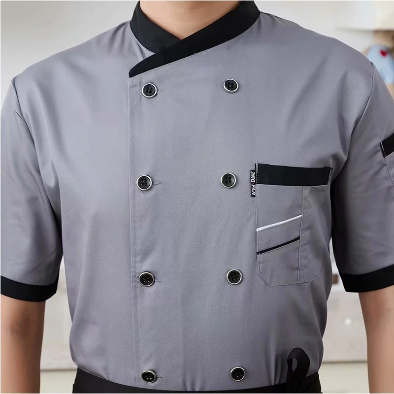 1 pcs Chef Jacket Catering Restaurant Chef Jackets Short Sleeve Unisex Shirt Free design size M-4XL chef uniform