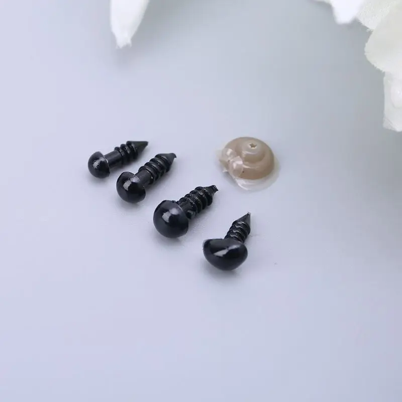 

Black Plastic Crafts Screw Safety Eyes Nose 5-7mm Doll DIY Kit with Washer for Bear Soft Dolls Craft Toy Animal Felting Accessor