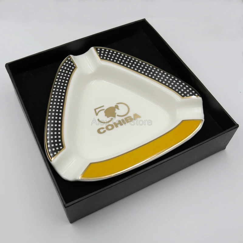 COHIBA элегантная керамическая 50-летняя пепельница для сигар 3 держателя 1 пепельница для сигарет офисные пепельницы бизнес с подарочной коробкой