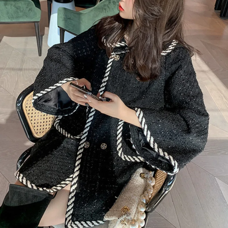 Koop Lanmrem 2020 Herfst En Winter Nieuwe Mode Revers Dubbele Pocket Double Breasted Losse Grove Wollen Jas Vrouwelijke PB647