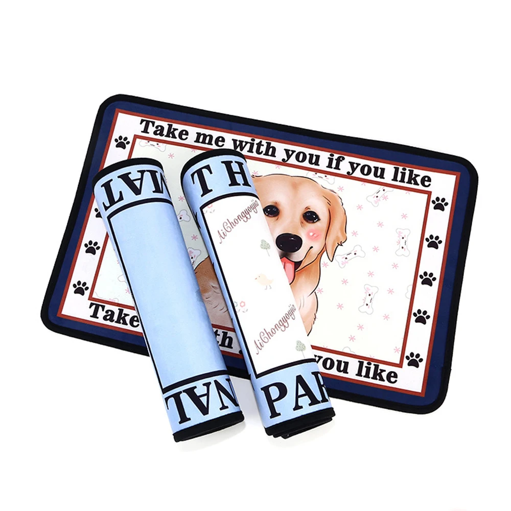 

New Pet Mat Plush Cartoon Printing Four Seasons Available Dog Cushion Square Non-slip Dog Cushion Puppy Training Travel Mat