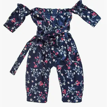 

Newborn Kids Baby Girl Off Shoulder Floral Clothes Jumpsuit Romper Lace up Summer Short Sleeve Outfit Set